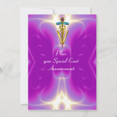 GOLD CADUCEUS VETERINAIR SYMBOL Pink Fuchsia Kaart (Achterkant)