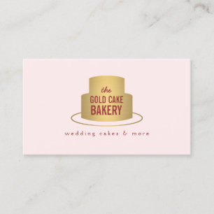 Gold Cake Logo op Roze voor Bakkerij, Cafe, Chef Visitekaartje