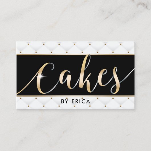 Gold Cake Typography Pastry Chef Luxury Bakery Visitekaartje (Voorkant)