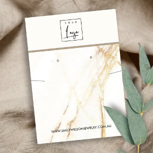 GOLD CALACATTA MARBLE KETTING EARRING DISPLAY VISITEKAARTJE
