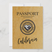 Gold California Passport Wedding Kaart (Achterkant)