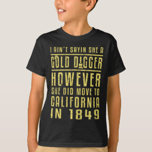 Gold California Rush Black Geschiedenis Gift Polit T-shirt