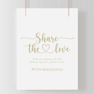 Gold Calligrafie Deel het teken van de Hashtag Lov Poster