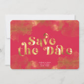 Gold Calligrafie Elegant Magenta QR-code Save The Date (Voorkant)