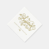 Gold  Calligrafie Script Floral Baptisme Servet (Hoek)