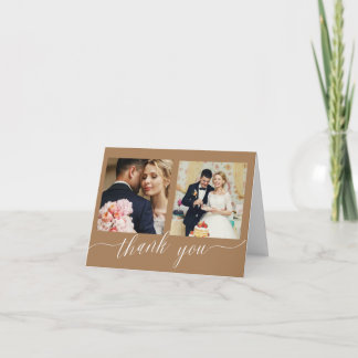 Gold Calligraphie 3 photo mariage merci cartes