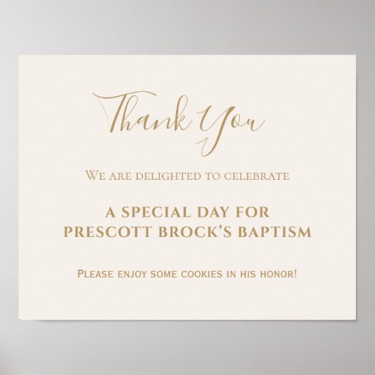 Gold Calligraphie Baptême Favoriser Poster (Devant)
