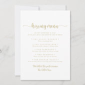 Gold Calligraphie Mariage Kissing Menu Carte de je (Devant)