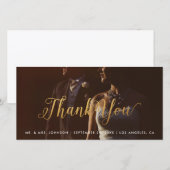 Gold Calligraphie Merci photo Carte photo (Devant / Derrière)