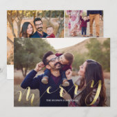 Gold Calligraphy Big Photo Joyeuse Carte de Noël (Devant / Derrière)