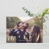 Gold Calligraphy Big Photo Joyeuse Carte de Noël (Debout devant)