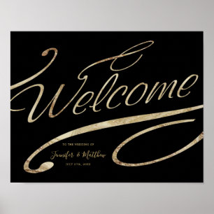 Gold Calligraphy Black Welcome Mariage Poster