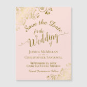Gold Calligraphy Blush Pink Save the Date Magnet (Voorkant)