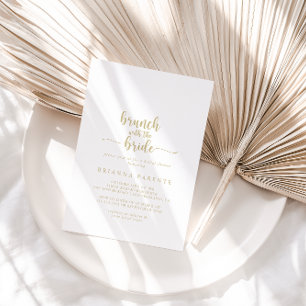 Gold Calligraphy Brunch met de Bride Shower Kaart