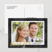 Gold Calligraphy Elegant Wedding Bedankt Briefkaart (Voorkant / Achterkant)