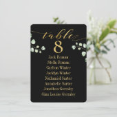 Gold Calligraphy Greenery Black Seating Chart Kaar Kaart (Staand voorkant)