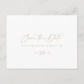 Gold Calligraphy Horizontal Sparen de Datum Briefkaart (Voorkant)
