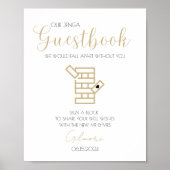 Gold Calligraphy Jenga Guestbook Poster Mariage (Devant)