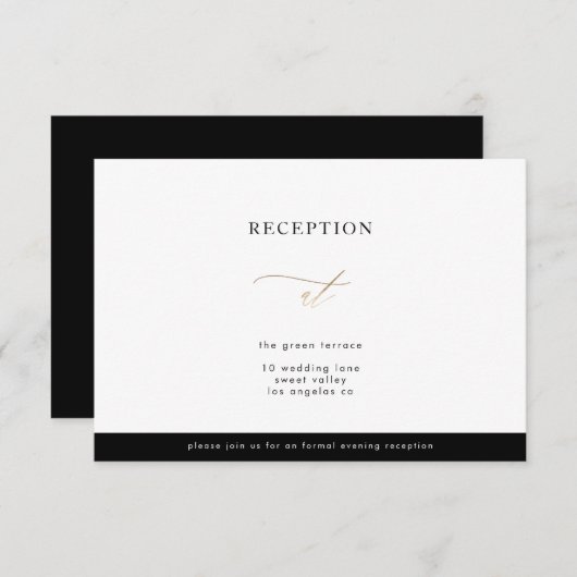 Gold Calligraphy Modern Calligraphy Reception Card Kaart (Voorkant / Achterkant)