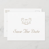 Gold Calligraphy Monogram Tulip Save the Date Uitnodiging Briefkaart (Voorkant / Achterkant)