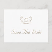 Gold Calligraphy Monogram Tulip Save the Date Uitnodiging Briefkaart (Voorkant)
