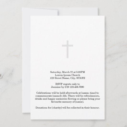 Gold Calligraphy Photo in Loing Memory Funeral Kaart (Achterkant)