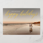 Gold Calligraphy Prettige feestdagen Foto (Voorkant)