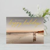 Gold Calligraphy Prettige feestdagen Foto (Staand Voorkant)