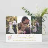 Gold Calligraphy Script 3 Photobons Wedding Bedankkaart (Staand voorkant)