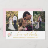 Gold Calligraphy Script 3 Photobons Wedding Bedankkaart (Voorkant / Achterkant)