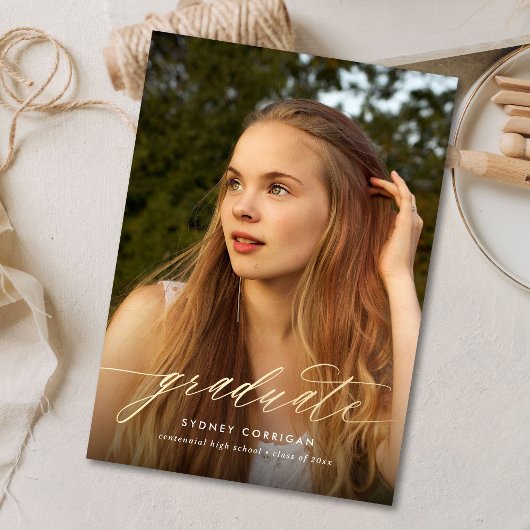 Gold Calligraphy Script Afstuderen Photo Invitatio Kaart