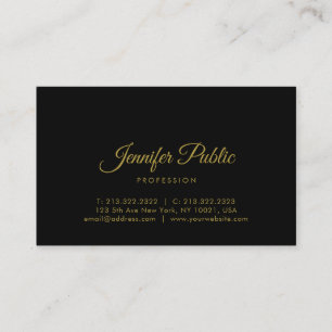 Gold Calligraphy Script Elegant Black Minimalist Visitekaartje