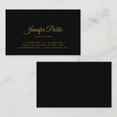 Gold Calligraphy Script Elegant Black Minimalist Visitekaartje (Voorkant / Achterkant)