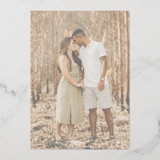 Gold Calligraphy Script Green minimaliseren Folie Uitnodiging (Achterkant)