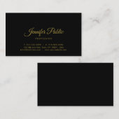 Gold Calligraphy Script minimalist Elegant Black Visitekaartje (Voorkant / Achterkant)