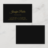 Gold Calligraphy Script Modern minimalist Black Visitekaartje (Voorkant / Achterkant)