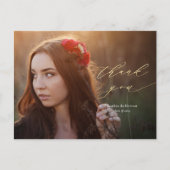 Gold Calligraphy Script Photo Afstuderen Bedankt Briefkaart (Voorkant)