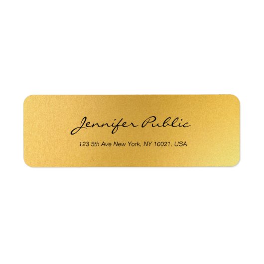 Gold Calligraphy Script Simple Elegant Sjabloon Etiket (Voorkant)