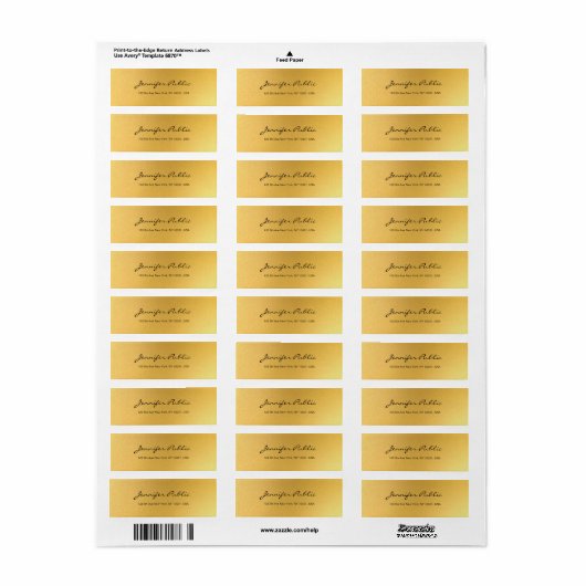 Gold Calligraphy Script Simple Elegant Sjabloon Etiket (Full Sheet)