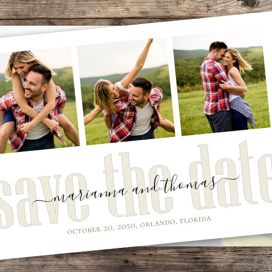 Gold Calligraphy Script Stylish Photo QR Code Save The Date