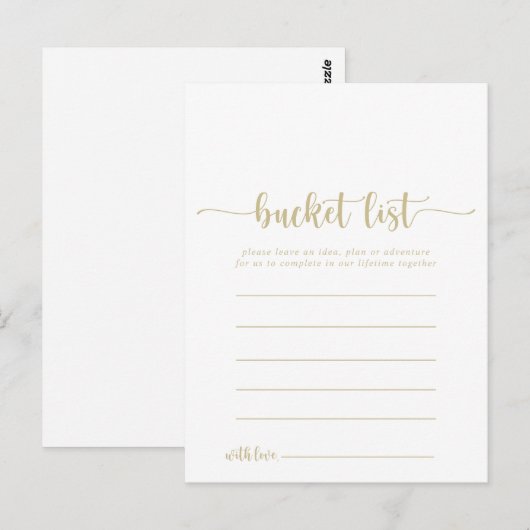 Gold Calligraphy Simple Bucket List-kaarten Briefkaart (Voorkant / Achterkant)
