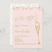 Gold Calligraphy Verre 40e anniversaire Invitation (Devant / Derrière)