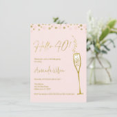 Gold Calligraphy Verre 40e anniversaire Invitation (Debout devant)