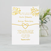 Gold Calligraphy Wedding Folie Uitnodiging (Staand Voorkant)