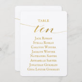 Gold Calligraphy Wedding Seating Chart Ten Kaart (Voorkant / Achterkant)