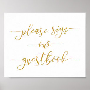 Gold Calligraphy Weduwen Sign Ons gastboek Poster