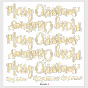 Gold Calligraphy Writing Merry KerstClear Sti Sticker