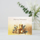 Gold Candles Holiday Christmas Briefkaart (Staand voorkant)