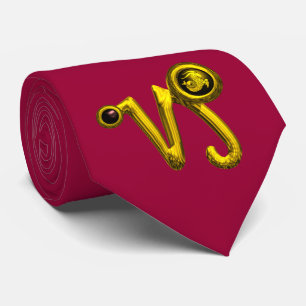 GOLD CAPRICORN ZODIAC JEWEL Red Burgundy Stropdas