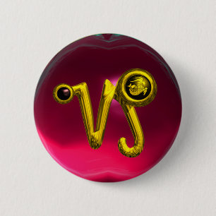 GOLD CAPRICORN/ZODIAC SIGN JEWEL RONDE BUTTON 5,7 CM